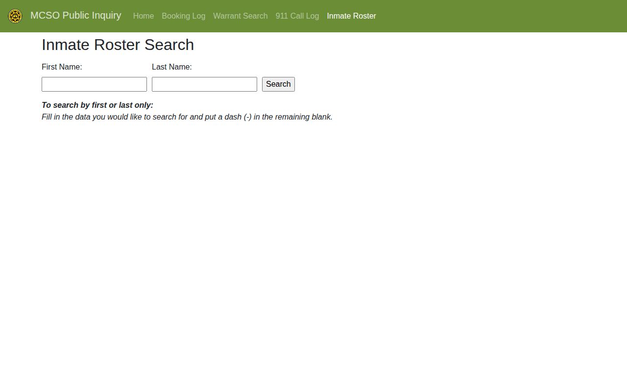 Montgomery County inmate roster arrest search form