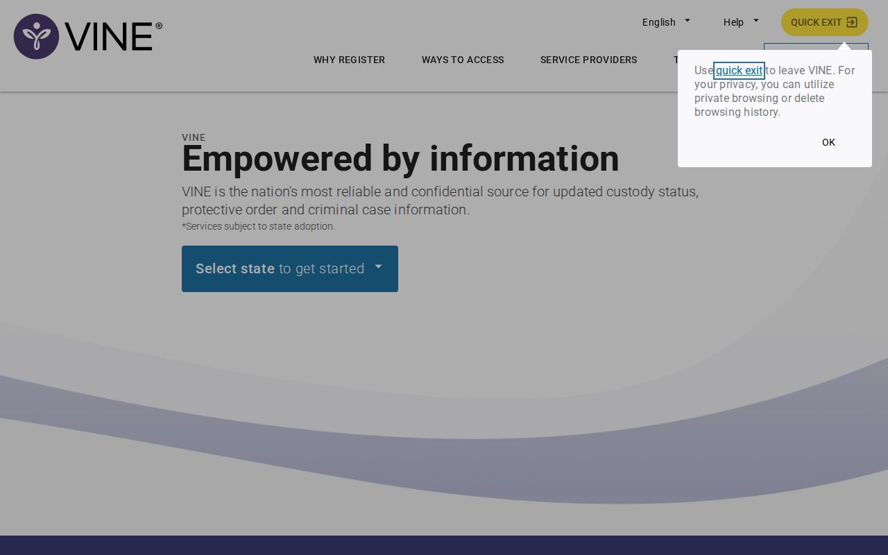 VINELink Tennessee search screen for Montgomery County custody