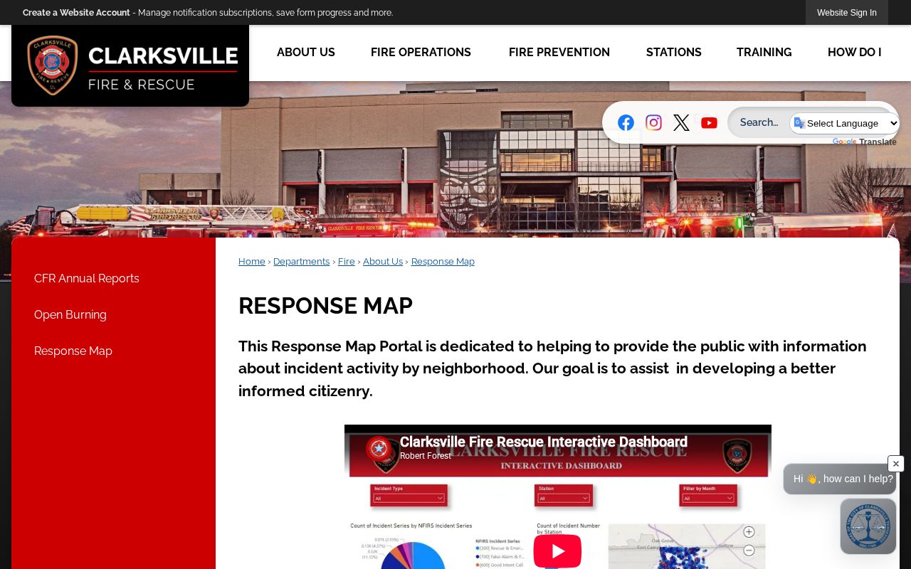 Clarksville incident response map separate from recent arrests